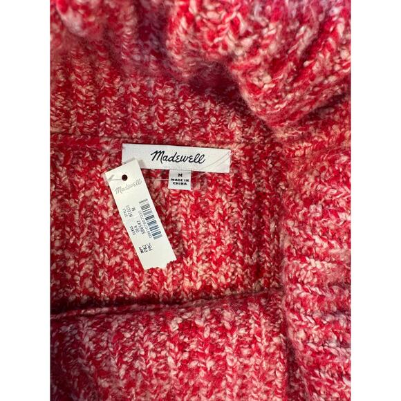 Madewell Red White Speckled Cowlneck Knit Sweater Pullover Jumper M NWT - Picture 6 of 9